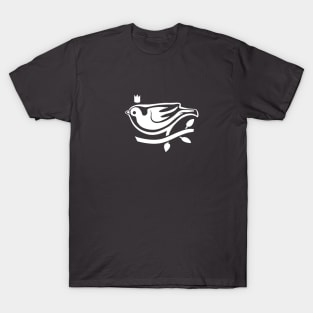 Art for bird fans. Stylized, minimal sparrow with crown. T-Shirt